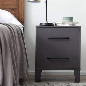 img 4 attached to Enhance Your Bedroom with the Edenbrook Daley Two Drawer Nightstand - Modern Design, Easy Assembly, Grey Dresser