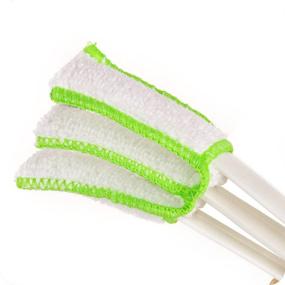 img 2 attached to 🧹 Yueton Double Ended Mini Dust Blind Cleaner: Efficient Cleaning Tool for House, Car, Office – Window Blind Brush, Car Vent Brush, Hand Held Magic Brush – White and Green