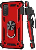 📱 red samsung galaxy s20 fe 5g case with belt clip, military grade full-body drop protection cover[belt clip holster & magnetic ring holder] 360 degree rotating kickstand case for galaxy s20 fe 5g logo