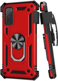 img 4 attached to 📱 Red Samsung Galaxy S20 FE 5G Case with Belt Clip, Military Grade Full-Body Drop Protection Cover[Belt Clip Holster & Magnetic Ring Holder] 360 Degree Rotating Kickstand Case for Galaxy S20 FE 5G