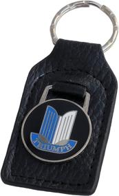 img 1 attached to 🔑 Triumph Shield Leather and Enamel Key Ring Key Fob - Blue and White Design