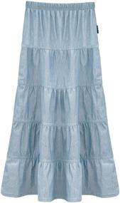img 2 attached to Stylish Tiered Stonewash Girls' Skirts & Skorts by BabyO Childrens Length: Shop Now!