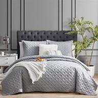 eheyciga quilt set: grey king size bedspread coverlet for a lightweight and reversible summer quilt experience 🛏️ - includes 3 pieces and 2 pillow shams, machine washable comforter bedding cover sets - measures 106x96 inch logo