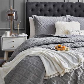 img 2 attached to EHEYCIGA Quilt Set: Grey King Size Bedspread Coverlet for a Lightweight and Reversible Summer Quilt Experience 🛏️ - Includes 3 Pieces and 2 Pillow Shams, Machine Washable Comforter Bedding Cover Sets - Measures 106x96 Inch