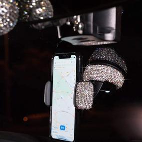 img 1 attached to 📱 360 Adjustable Universal Bling Car Phone Mount Stand Holder for Dashboard, Windshield, and Air Vent – Compatible with iPhone, Android, and Cell Phones (White)