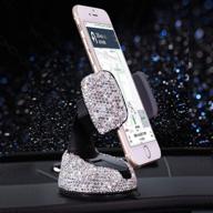 📱 360 adjustable universal bling car phone mount stand holder for dashboard, windshield, and air vent – compatible with iphone, android, and cell phones (white) logo