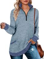 stylish color block women's sweatshirt: quarter zip pullover with pocket - casual, long sleeve tunic tops by weeso logo