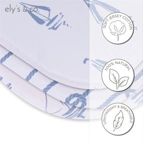 img 3 attached to 🛏️ Ely's & Co. Bassinet Sheet 100% Jersey Cotton 2 Pack - Blue Nautical Print: Comfortable and Stylish Bedding for Your Baby