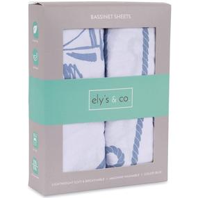 img 4 attached to 🛏️ Ely's & Co. Bassinet Sheet 100% Jersey Cotton 2 Pack - Blue Nautical Print: Comfortable and Stylish Bedding for Your Baby