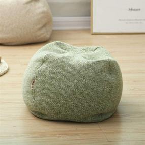 img 4 attached to 🪑 Boho Cotton Linen Bean Bag Chair, Small Unstuffed Pouf Cover for Living Room, Bedrooms, Home Decor - Ottoman, Foot Stool, Foot Rest - 15.7X15.7X9.84 Inch