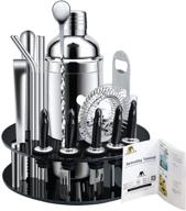 🍸 premium 18-piece stainless steel bar set – x-cosrack cocktail shaker tools with rotating display stand, recipes booklet, ideal for home, bars, travel, and outdoor parties logo