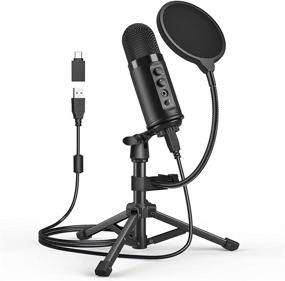img 4 attached to 🎙️ USB Gaming Microphone – Ideal for Streaming & Recording, Podcasting, YouTube – with Tripod Stand, Shock Mount, Pop Filter – Compatible with Laptop, Desktop – Includes Extra USB-C Adapter