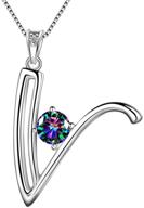 mystic rainbow topaz birthstone necklace - personalized initial pendant for women, sterling silver customized jewelry logo