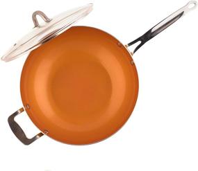 img 2 attached to 🍳 Copper Tone 12-inch Ceramic Non-stick Wok with Lid by MasterPan