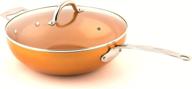 🍳 copper tone 12-inch ceramic non-stick wok with lid by masterpan logo