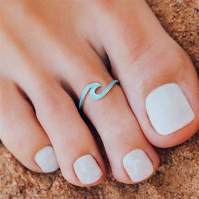 img 3 attached to Brass Base Adjustable End Silver Enamel Wave Toe Ring - One Size | Pura Vida