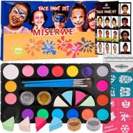 🎨 miserwe face paint kit - professional 18 color palette with stencils, glitter, brushes, and sponge set - safe, non-toxic, washable body & face paint for kids and adults logo