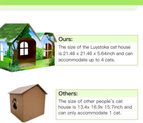 img 3 attached to 🏰 Luystoka Cardboard Cat Castle Cat House with Scratcher House Condos Cat Jungle Gym Activity Center Nesting Box Kittens Beds for Indoor Cats Large