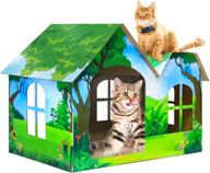 🏰 luystoka cardboard cat castle cat house with scratcher house condos cat jungle gym activity center nesting box kittens beds for indoor cats large logo