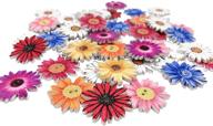🌸 50 multicolored retro flower-shaped wooden buttons – perfect for decorative crafts logo
