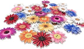 img 4 attached to 🌸 50 Multicolored Retro Flower-Shaped Wooden Buttons – Perfect for Decorative Crafts