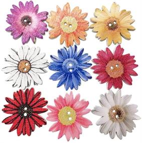 img 3 attached to 🌸 50 Multicolored Retro Flower-Shaped Wooden Buttons – Perfect for Decorative Crafts