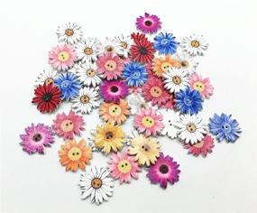 img 2 attached to 🌸 50 Multicolored Retro Flower-Shaped Wooden Buttons – Perfect for Decorative Crafts