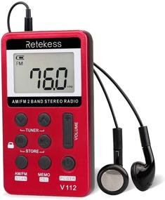 img 4 attached to 📻 Retekess V112 AM FM Portable Pocket Radio Digital Tuning Stereo Volume with Earphone Rechargeable Battery for Walking Gym - Red