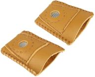 🧤 delaman 2pcs large size leather finger protector thumb thimbles with metal tip - hand needlework accessory logo