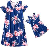 👗 yaffi sleeve printed daughter girls' matching dresses: stylish and coordinated outfits for your little ones logo