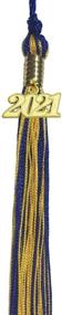 img 2 attached to 🎓 Premium Blue & Gold Graduation Tassel with 2021 Gold Charm - Perfect for Graduation Caps or Souvenirs