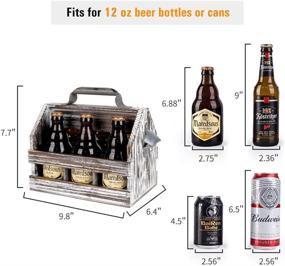 img 2 attached to 🍾 BARGIFTS Vintage Wooden 6-Bottle Caddy with Removable Middle Divider and Built-In Metal Bottle Opener