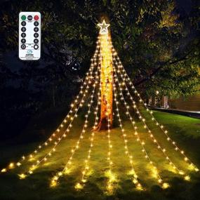 img 4 attached to 🌟 Jyniiw Outdoor Star String Lights: 317LED Christmas Tree Toppers with Remote & Timer, Waterproof 8 Modes for Garden, Wedding, Birthday - Warm White