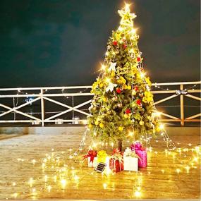 img 3 attached to 🌟 Jyniiw Outdoor Star String Lights: 317LED Christmas Tree Toppers with Remote & Timer, Waterproof 8 Modes for Garden, Wedding, Birthday - Warm White