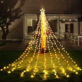 img 1 attached to 🌟 Jyniiw Outdoor Star String Lights: 317LED Christmas Tree Toppers with Remote & Timer, Waterproof 8 Modes for Garden, Wedding, Birthday - Warm White