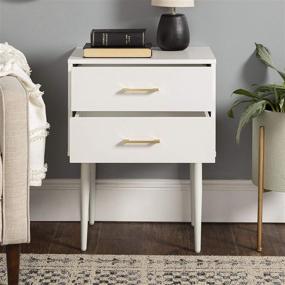 img 1 attached to 🪑 Modern White Wood Rectangle Side Table with 2 Drawers - Small End Accent Table for Living Room by Walker Edison Olivia, 20 Inch