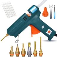 professional full size hot glue gun, 150 watts with adjustable temperature, 6 copper nozzles, craft repair tool for diy projects, thermo melting glue gun set with 5pcs highly viscous glue sticks logo