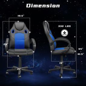 img 3 attached to 🔵 Cheap High Back Ergonomic Racing Chair with Headrest and Lumbar Support - Adjustable PU Leather Mesh Video Game Chair for Teens and Adults, Blue