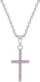 img 4 attached to 🌟 925 Sterling Silver Prong Set CZ Cross Necklace for Young Girls & Preteens - Classic Religious Jewelry for Little Girls