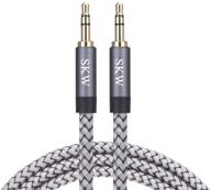 🎧 skw aux cable for car, 3.5mm to 3.5mm aux cord/audio jack cable/headphone cable - compatible with iphone, ipod, ipad, echo dot, sony & more (grey, 1.64ft/0.5m) logo