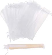 👝 50pcs organza hand fan bags in white, 2x10 inches - folding fan drawstring bag with hand fan-decorative pouch for party wedding favors, gift bags logo