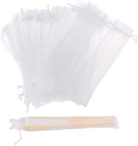 img 4 attached to 👝 50Pcs Organza Hand Fan Bags in White, 2x10 Inches - Folding Fan Drawstring Bag with Hand Fan-Decorative Pouch for Party Wedding Favors, Gift Bags