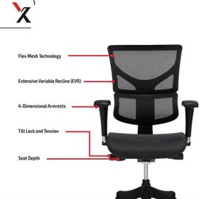 img 2 attached to 🪑 X-Chair X1 High End Task Chair: Grey Flex Mesh with Headrest - Ultimate Ergonomic Office Seat with Unparalleled Lower Back and Lumbar Support, Highly Adjustable for Relaxed Recline – Ideal for Office or Home Desk