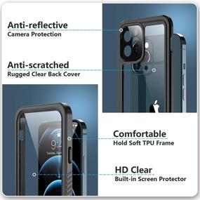 img 1 attached to SPIDERCASE Waterproof iPhone 12 Pro Max Case with Built-in Screen Protector - Shockproof Full Body Cover for iPhone 12 Pro Max 6.7”, Black/Clear