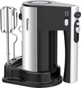 img 4 attached to Powerful 600W Electric Hand Mixer for Baking Cake with 10 Speeds and Turbo Function - Lightweight and Personal Mixer with Beaters, Dough Hooks, and Whisking Attachments - Ideal for Mixing Cookies, Brownies, Batters, Meringues, and Mashed Potatoes