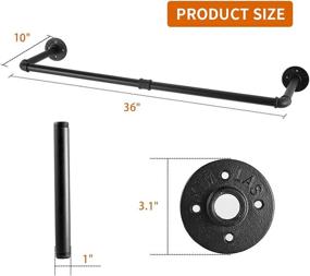 img 3 attached to 36-Inch Wall Mounted Industrial Pipe Clothing Rack - Heavy Duty Garment Bar 👕 for Closet and Laundry Room - Hanging Clothes Rods - Multi-Purpose - Pack of 2