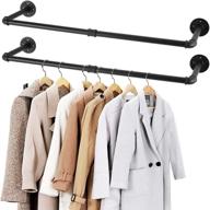 36-inch wall mounted industrial pipe clothing rack - heavy duty garment bar 👕 for closet and laundry room - hanging clothes rods - multi-purpose - pack of 2 логотип