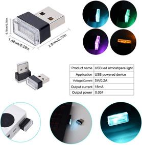 img 2 attached to Февритолд USB автомобильные внутренние атмосферные светильники - набор из 7 штук, универсальные мини-светодиодные USB-светильники 🚗 для автомобильного салона, багажника, атмосферы в синем, белом, желтом, красном, зеленом, розово-фиолетовом и ледяно-голубом цветах.