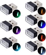 февритолд usb автомобильные внутренние атмосферные светильники - набор из 7 штук, универсальные мини-светодиодные usb-светильники 🚗 для автомобильного салона, багажника, атмосферы в синем, белом, желтом, красном, зеленом, розово-фиолетовом и ледяно-голубом цветах. логотип