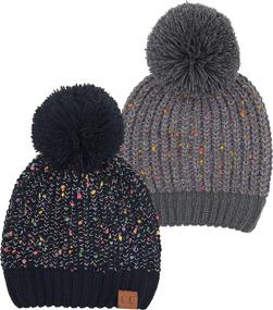 img 1 attached to 🎩 Funky Junque Women's Confetti Knit Beanie Pom: Winter Slouchy Chunky Hat